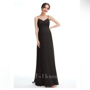 Maternity Black Chiffon Bridesmaid Dress